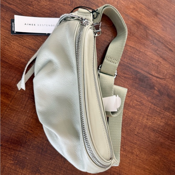 Aimee Kestenberg Light Sage Leather Crossbody Belt Bag - Picture 2 of 5